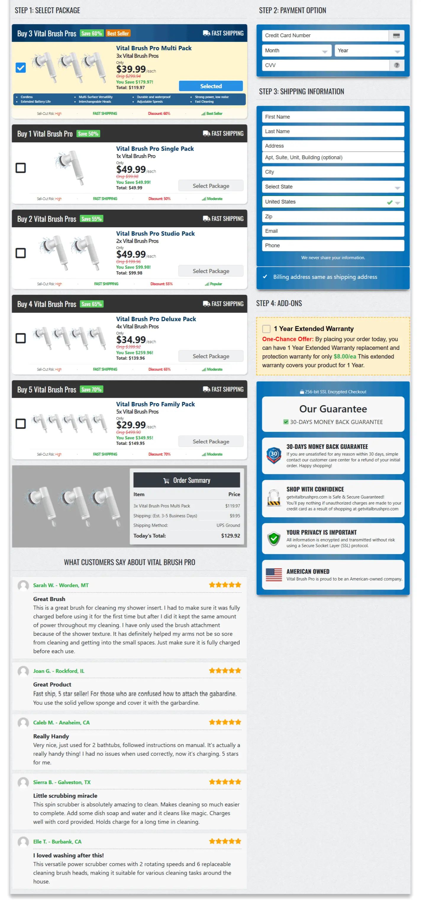 Vital Brush Pro secure checkout page